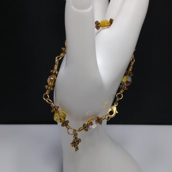 Handmade Vintage Swarovski Bead Bracelet, Christian Gift - Picture 6 of 10